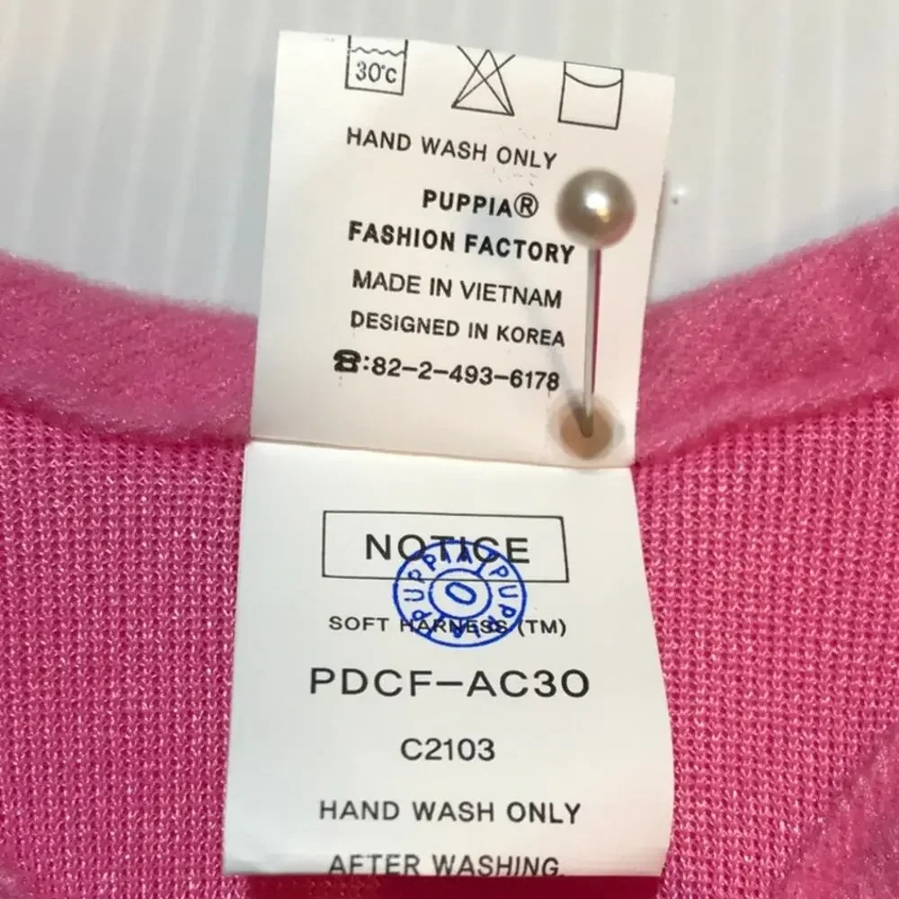NWT Puppia Pink Dog Soft Harness M